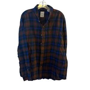 Chaps‎ Mens Plaid Flannel Shirt Long Sleeve Button Up 100% Cotton Size XL